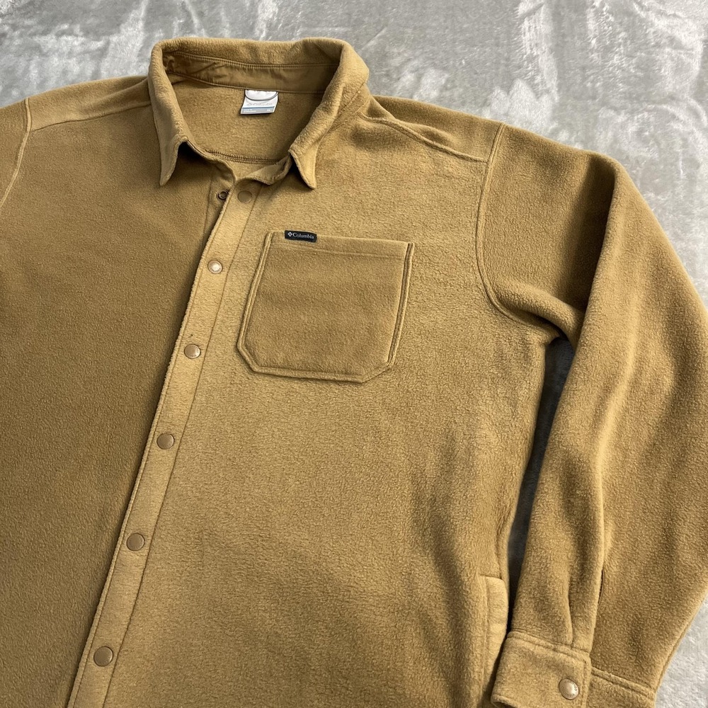 Columbia Jacket Mens XL Brown‎ Fleece Shirt Jacket Snap Front Casual Outdoor